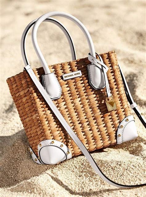 michael kors leather and straw bag|Michael Kors malibu straw crossbody.